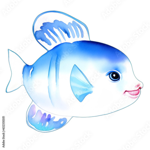 fish, watercolor ocean theme, generative ai