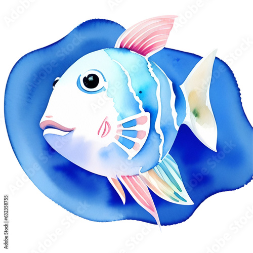 fish, watercolor ocean theme, generative ai
