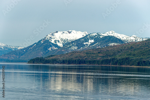 Snow-Capped Mountians in Icy Strait, Alaska