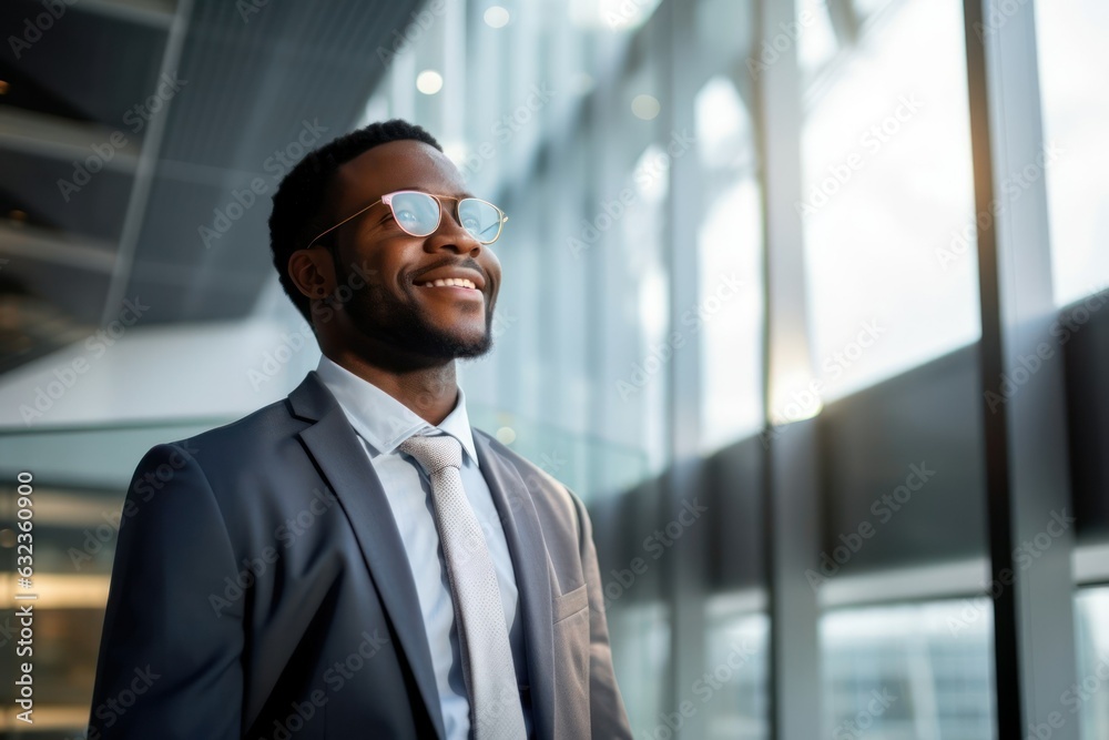 Confident fictional office worker smiling. Generative AI. Confident fictional office worker smiling. Generative AI.