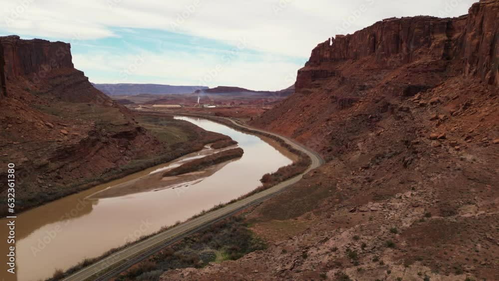Moab, Utah, where the landscape has been carved by the Colorado River ...