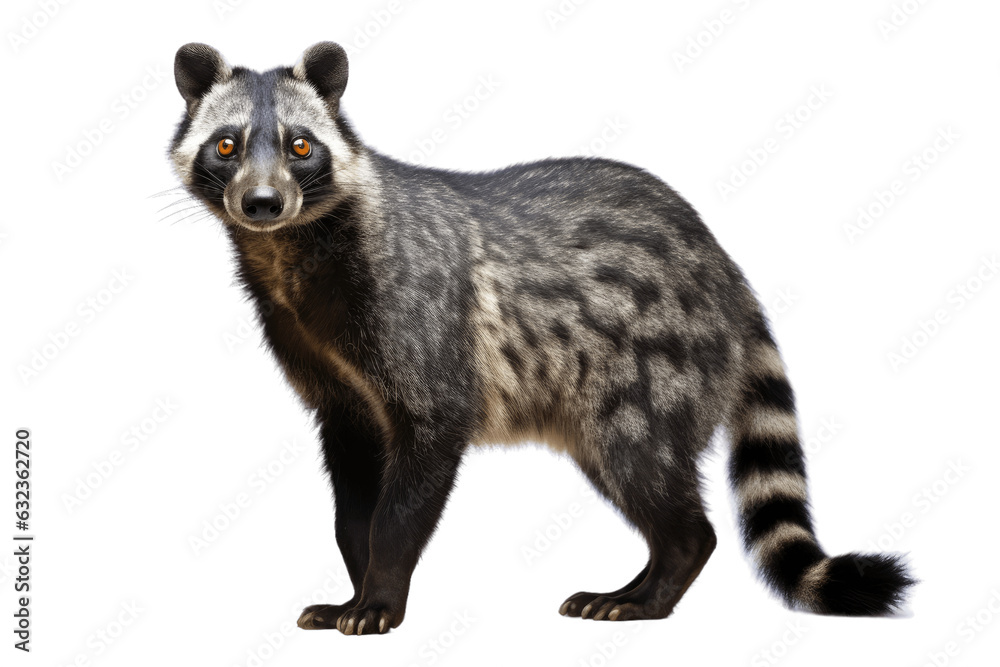 African Palm Civet isolated on transparent background.