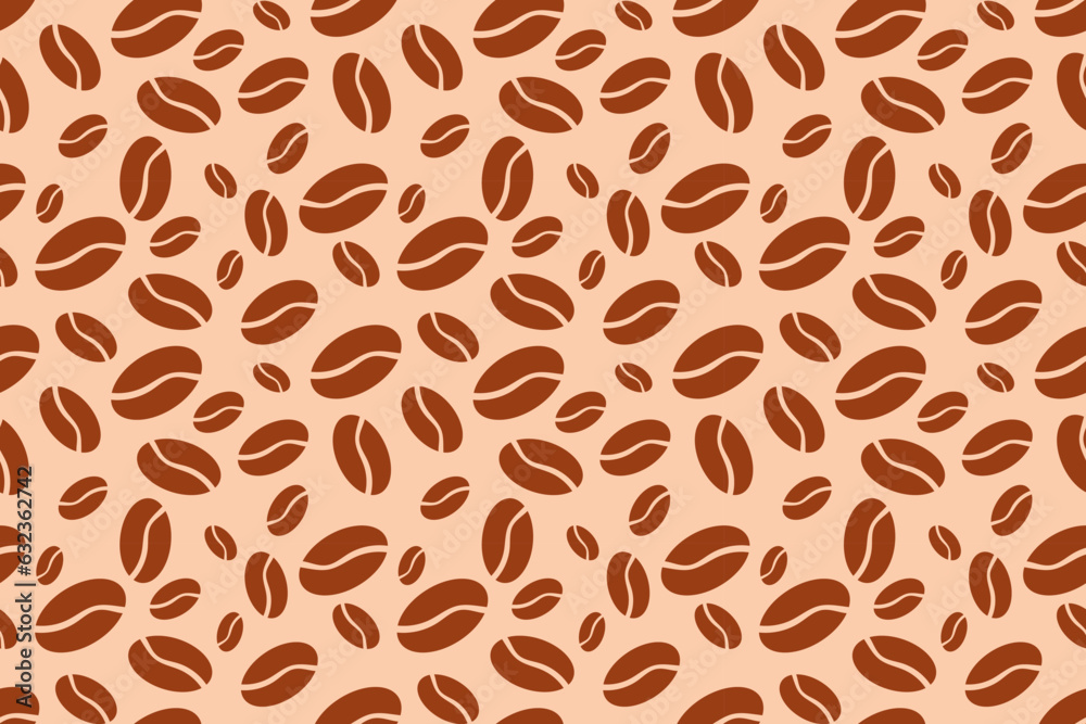 Seamless pattern of coffee beans, fragrant black coffee pattern, coffee shop. Brown coffee background pattern in flat style, coffee beans. Seamless pattern of coffee beans, fragrant black coffee pattern, coffee shop. Brown coffee background pattern in flat style, coffee beans.