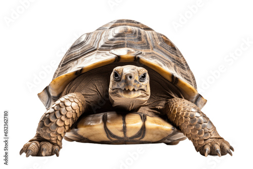 African Spurred Tortoise (Turtle) isolated on transparent background. photo