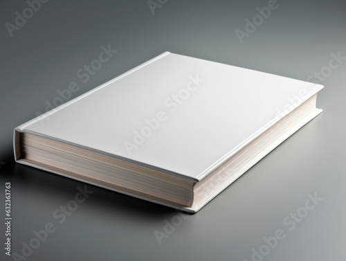 Blank white book on gray background. Mockup for design. Generative AI