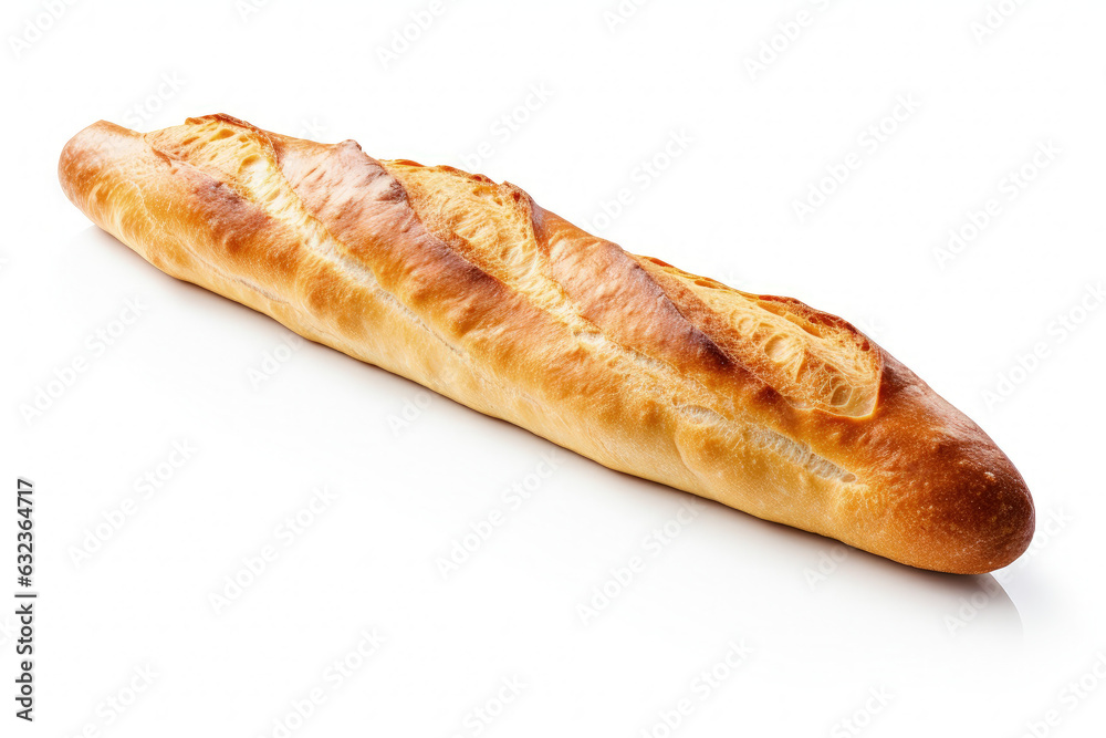 Big french bread illustration on white background. Generative AI Big french bread illustration on white background. Generative AI