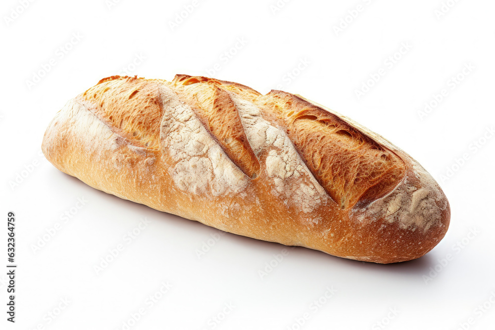 Big french bread illustration on white background. Generative AI