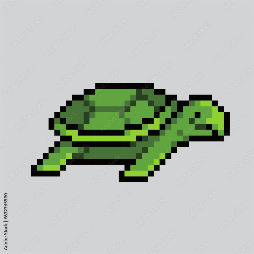 Fototapeta premium Pixel art illustration Turtle. Pixelated Turtle. Turtle reptile amphibi animal icon pixelated for the pixel art game and icon for website and video game. old school retro.