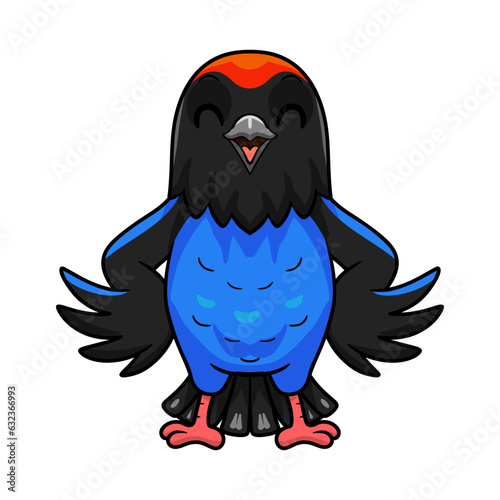 Cute blue manakin bird cartoon