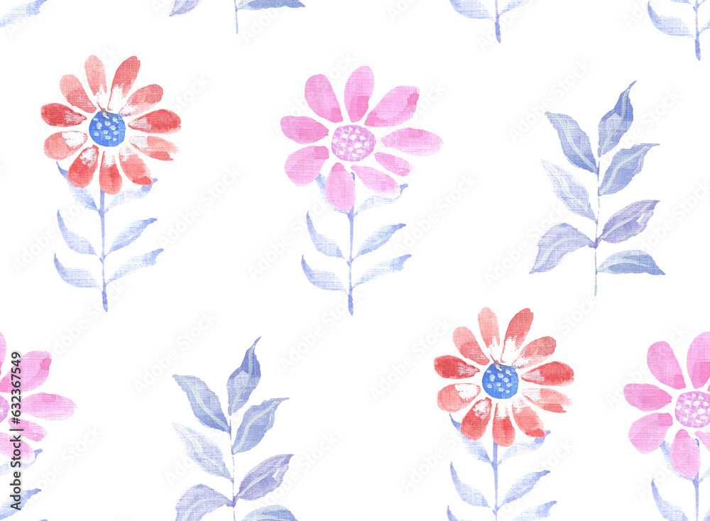 Cute Abstract Watercolor Flower Seamless Pattern