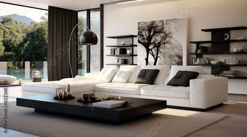 modern living room interiors with white sofa generativa IA © Victor