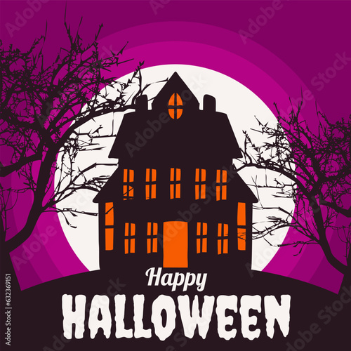 social media greeting design for happy halloween day