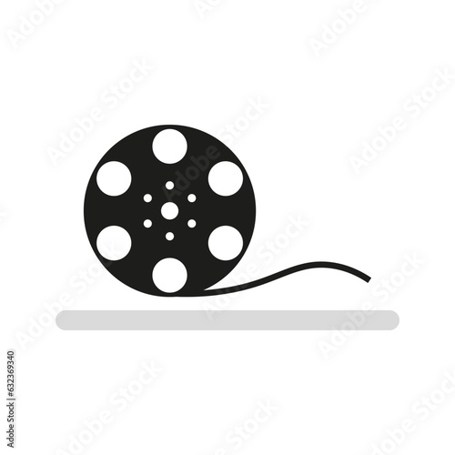 Film reel icon. Cinema movie reel icon. Vector illustration. Eps 10.