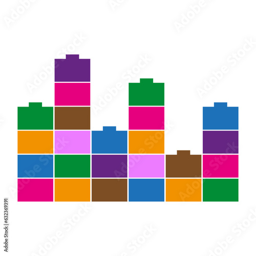 Toy blocks icon. Kids children block building toy. Vector illustration. Eps 10.