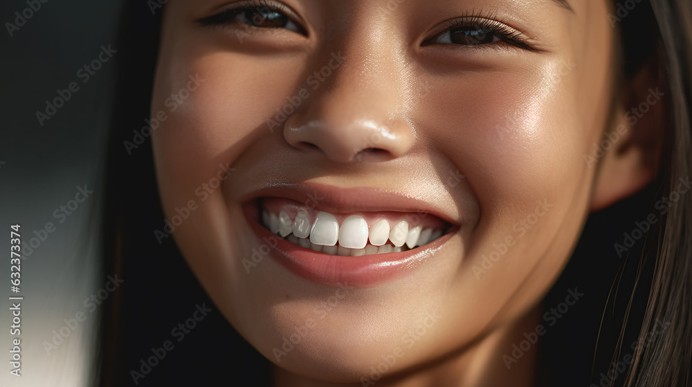 A close-up of a person's radiant smile, accentuating the confidence that comes with achieving skincare goals and maintaining skin health. 