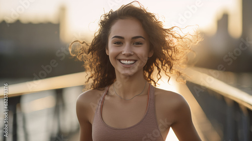 An inspiring image of a person running with a beaming smile, emphasizing the benefits of regular exercise in promoting youthful and healthy skin. 