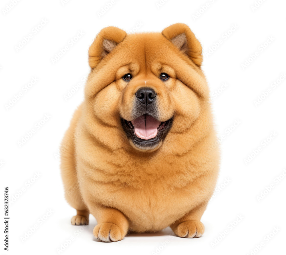 Cute chow chow puppy dog on white background. Generative AI