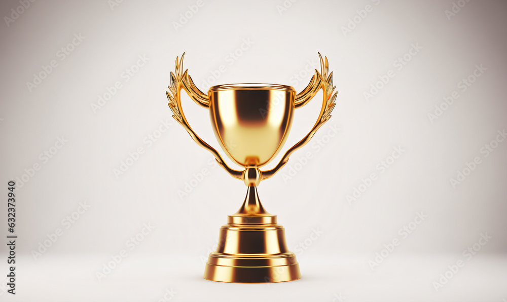 Golden trophy White background. - Generative AI Golden trophy White background. - Generative AI