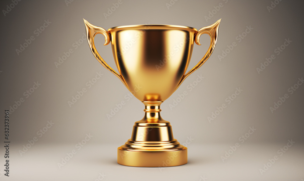 Golden trophy White background. - Generative AI Golden trophy White background. - Generative AI