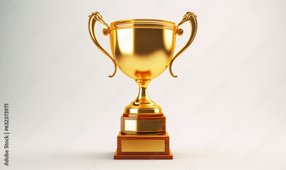 Golden trophy White background. - Generative AI Golden trophy White background. - Generative AI