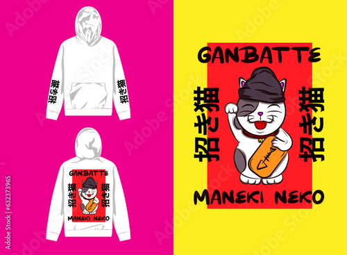japanese maneki neko design for streetwear needs