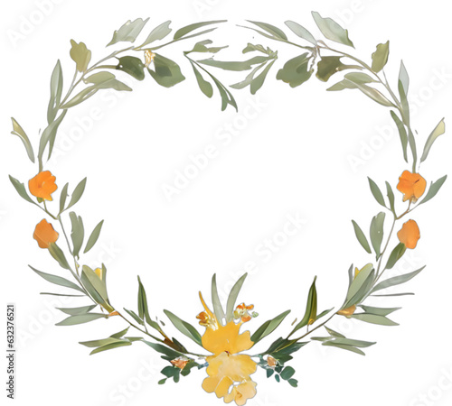 heart frame made of flowers, isolated, heart floral frame for design, generative ai