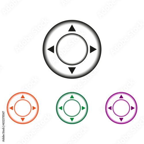 Multicolored joysticks icons. Game console elements. Vector illustration. Eps 10.