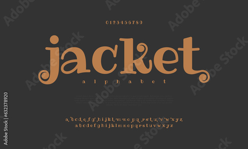 Jacket premium luxury elegant alphabet letters and numbers. Elegant wedding typography classic serif font decorative vintage retro. Creative vector illustration