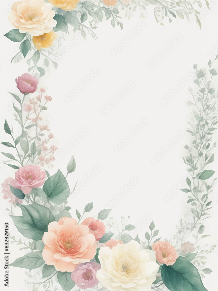 Wildflower Frame Border Blank Invitation Background