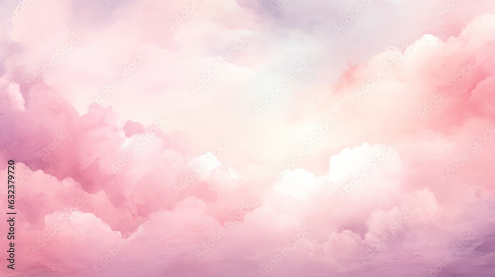 Soft pink texture watercolor clouds background, abstract - obrazy, fototapety, plakaty 