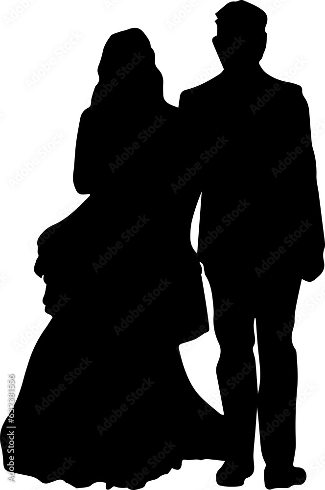 Couple loving people silhouette