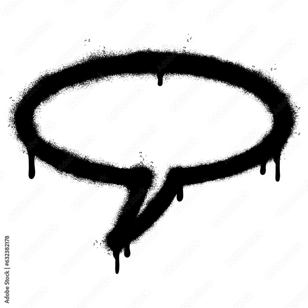 Spray Painted Graffiti Speech bubble icon Sprayed isolated with a white background. 