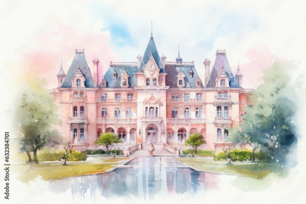 Naklejka premium 宮殿イラスト,Generative AI AI画像