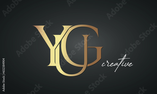 luxury letters YUG golden logo icon premium monogram, creative royal logo design photo