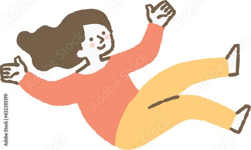 宙に浮かんでいる女性一人_色