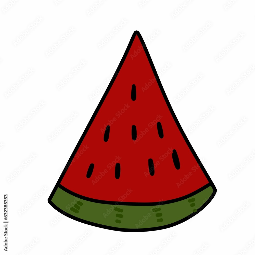 watermelon doodle cartoon on white background illustration watermelon doodle cartoon on white background illustration