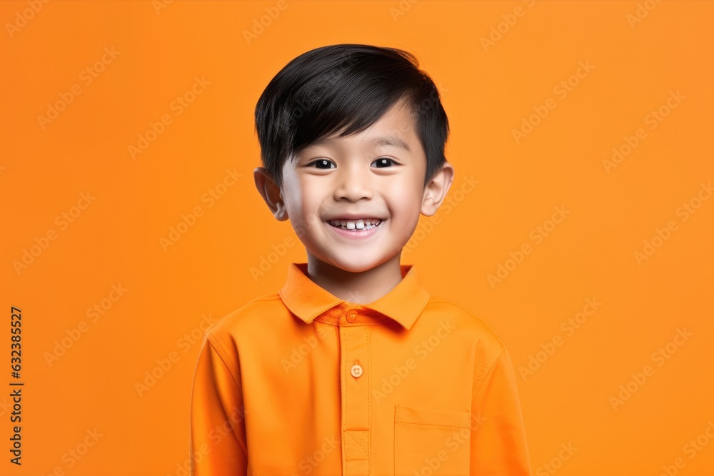 Asian kid on orange studio background, cute smiling child portrait, Asian kid on orange studio background, cute smiling child portrait,