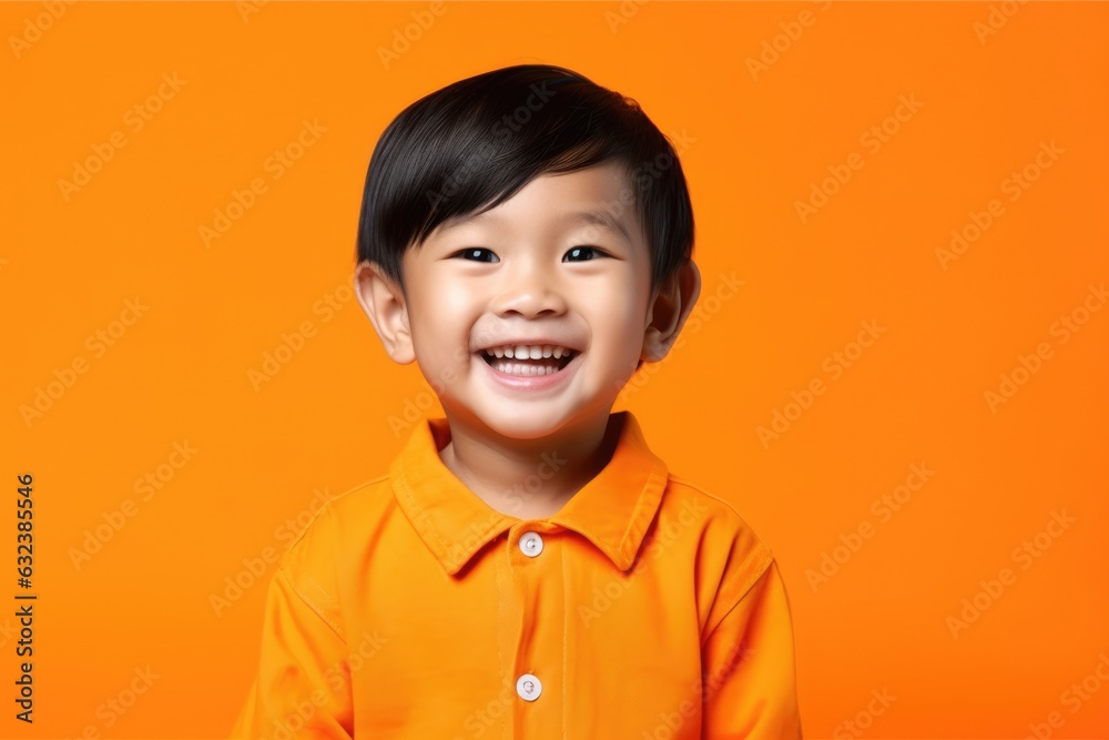 Asian kid on orange studio background, cute smiling child portrait, Asian kid on orange studio background, cute smiling child portrait,