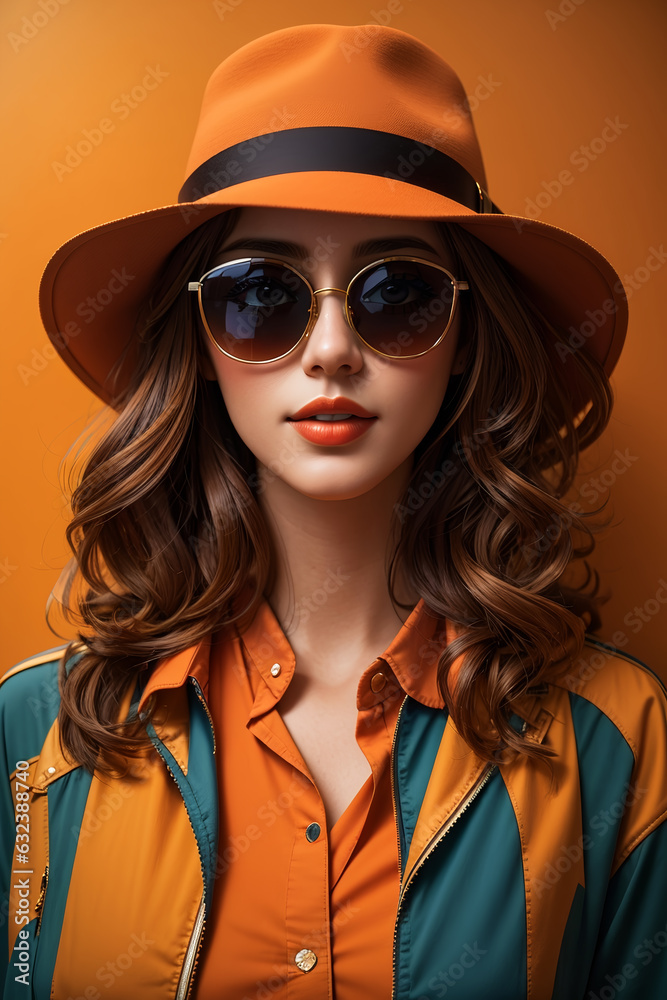 Woman in modern clothes with sunglasses Woman in modern clothes with sunglasses