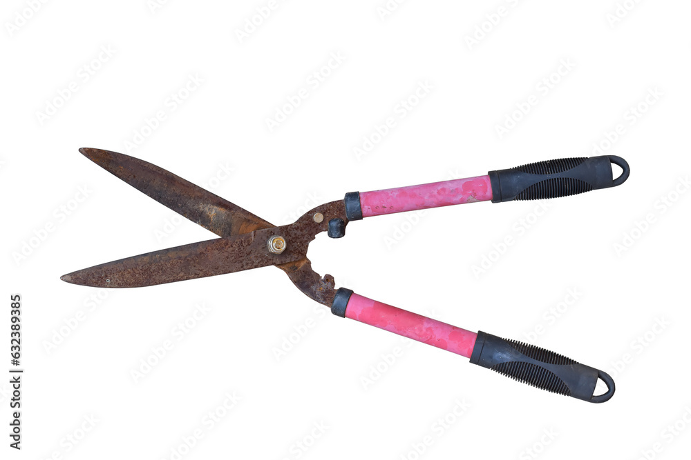 old rusty scissors on transparent background