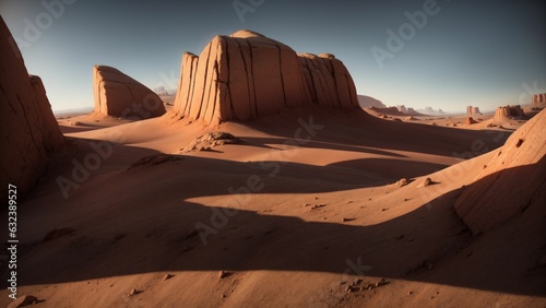 Rock desert landscape with clear sky