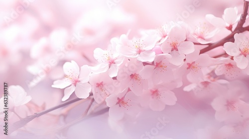 Pink floral background, delicate cherry blossoms.