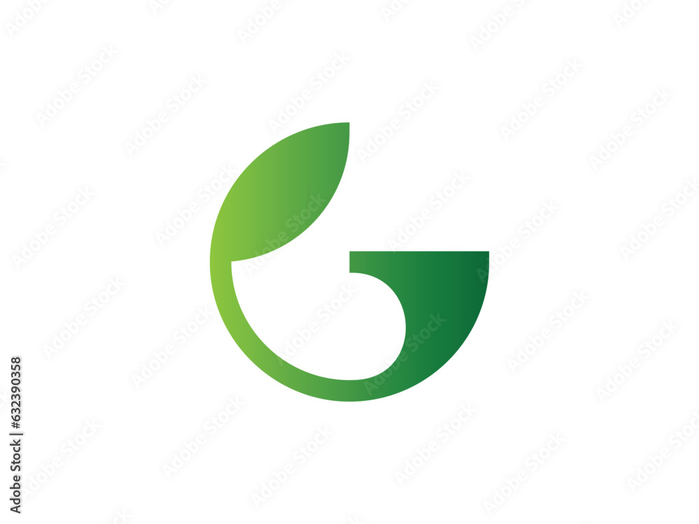 letter G with green nature leaf logo design letter G with green nature leaf logo design
