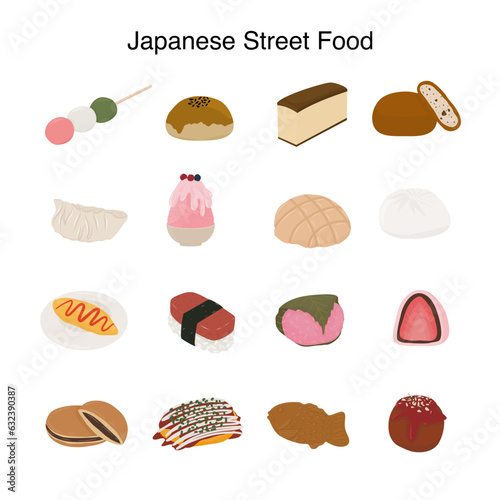 set of japanese street food Illustration 