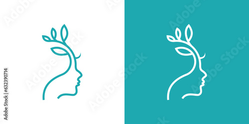 Natural beauty mature woman skin care logo template.