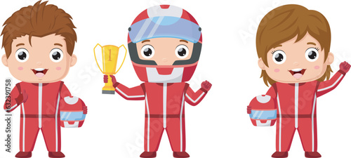 Set of racing car kid on a white background © dreamblack46