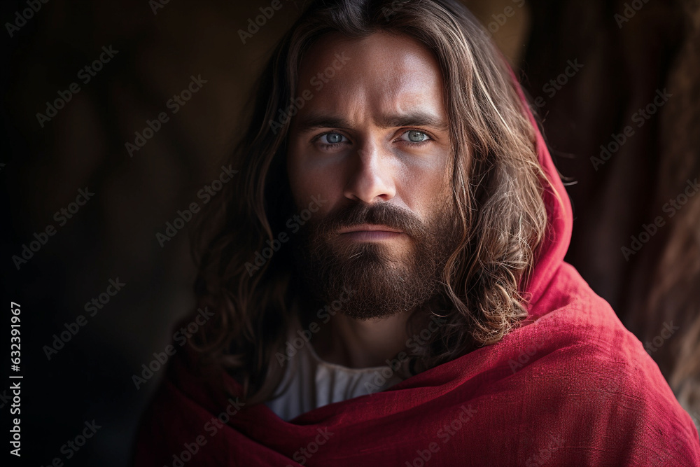Jesus wearing a red sash in the biblical accounts of the Resurrection