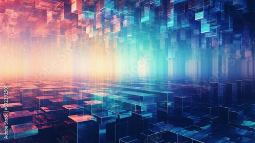 Futuristic Fusion: Holographic Glitch Abstract Background