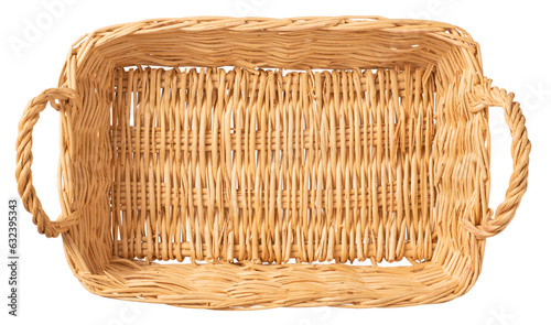 Handmade wicker basket isolated on the white background.