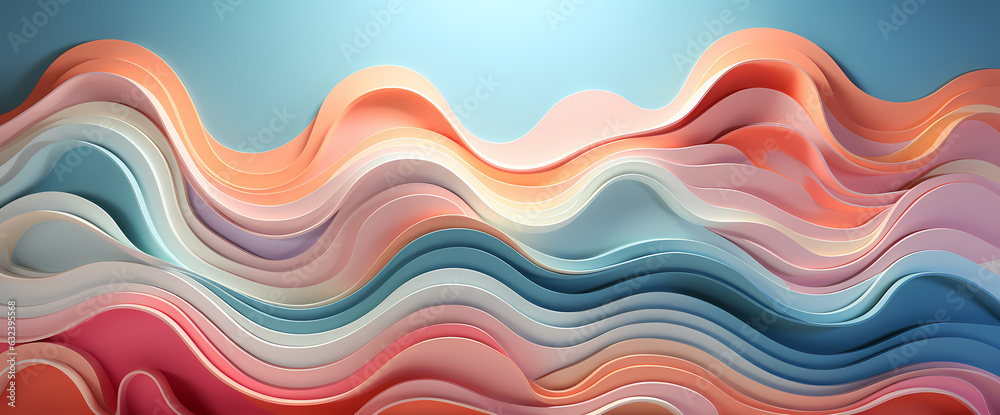 Whimsical Clouds: Pink and Azure Abstract Waves Whimsical Clouds: Pink and Azure Abstract Waves
